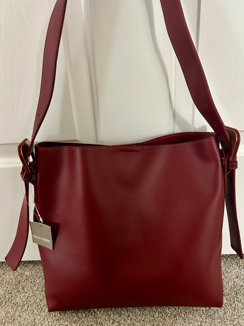 Falls Creek Deep Burgundy Leather Shoulder Tote